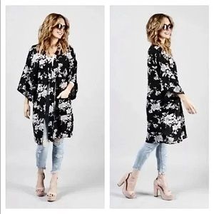 Spiritual Gangster Black Floral Maya Kimono • One Size